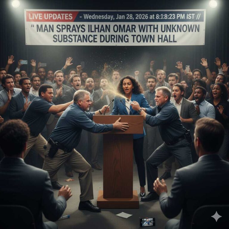 Man Sprays Ilhan Omar With