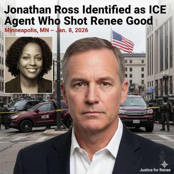 ICE agent Jonathan Ross identified in the fatal shooting of Renee Nicole Good in Minneapolis, Jan 7, 2026.