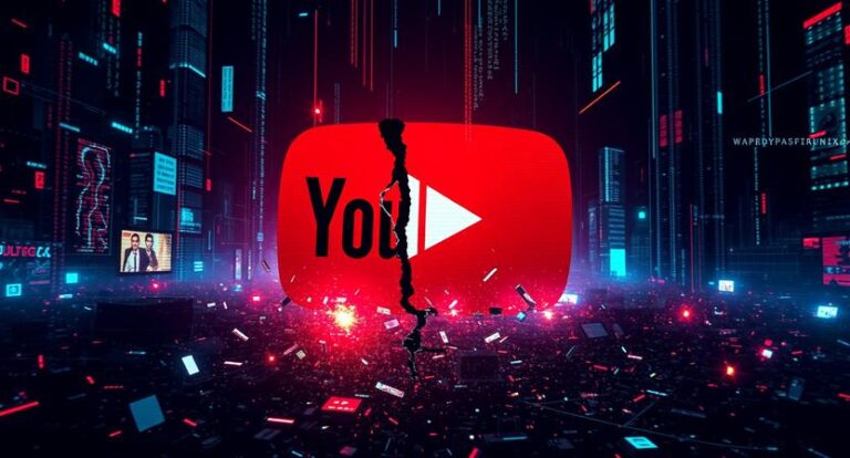 a dramatic digital landscape showing a collapsed or b