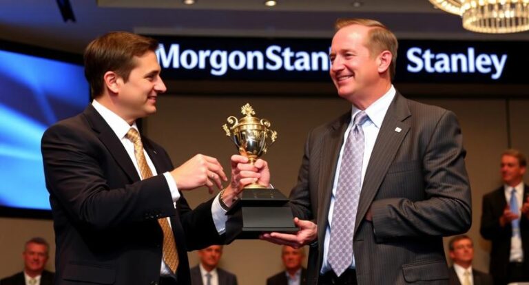 a professional business scene showing morgan stanley