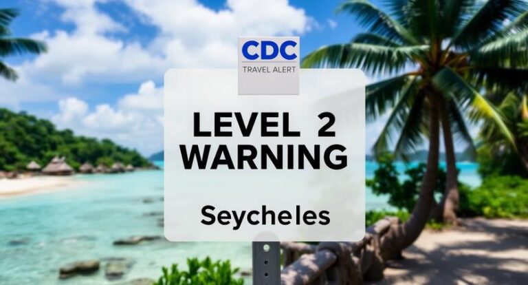 a travel alert sign with the cdc logo displaying leve