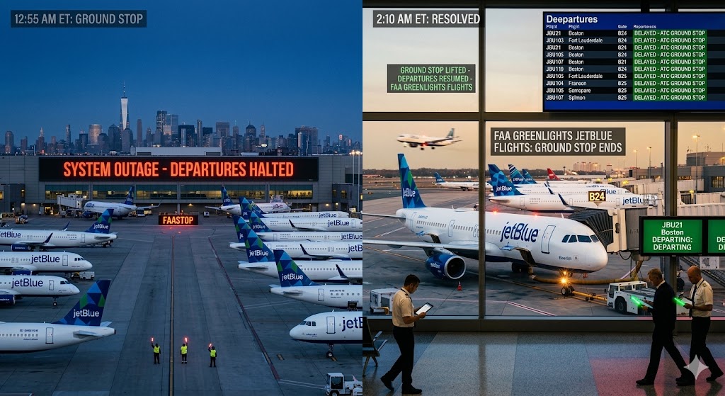 FAA Greenlights JetBlue Flights Ground Stop Ends for Embattled Airline