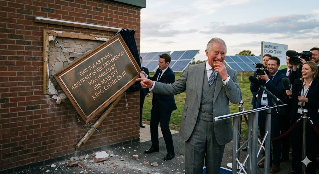 King Charles Hails Solar Breakthrough Despite Hilarious ‘Plaque Disaster