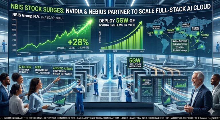 NBIS Stock Surges as NVIDIA and Nebius Partner to Scale Full-Stack AI Cloud and Deploy 5GW of AI Power