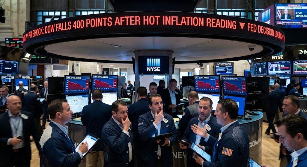 PPI Shock: Dow Falls 400 Points After Hot Inflation Reading, Fed Decision Looms: Live Updates