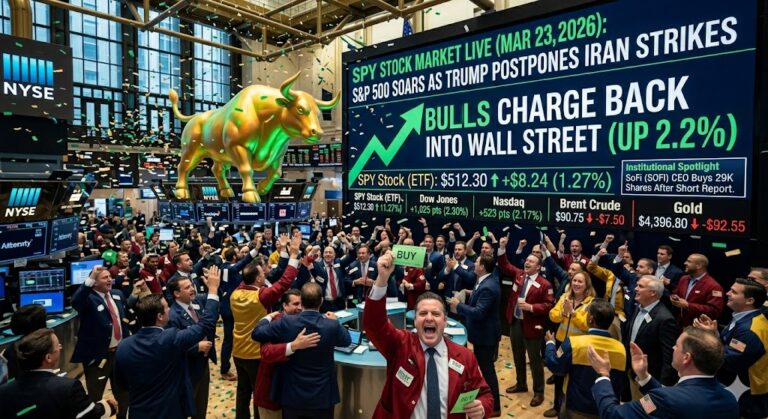 SPY Stock Market Live March 23, 2026: S&P 500 Soars as Trump Postpones Iran Strikes; Bulls Charge Back Into Wall Street