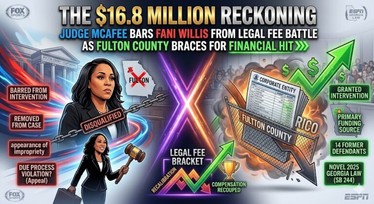 The $16.8 Million Reckoning: Judge McAfee Bars Fani Willis from Legal Fee Battle as Fulton County Braces for Financial Hit