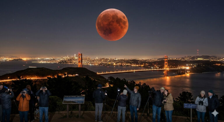 A total lunar eclipse where the Earth's shadow completely covers the full moon, creating a distinct crimson or "blood" hue.