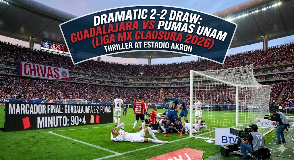 Guadalajara vs Pumas Ends in Dramatic 2-2 Draw | Liga MX Clausura 2026 Thriller at Estadio Akron