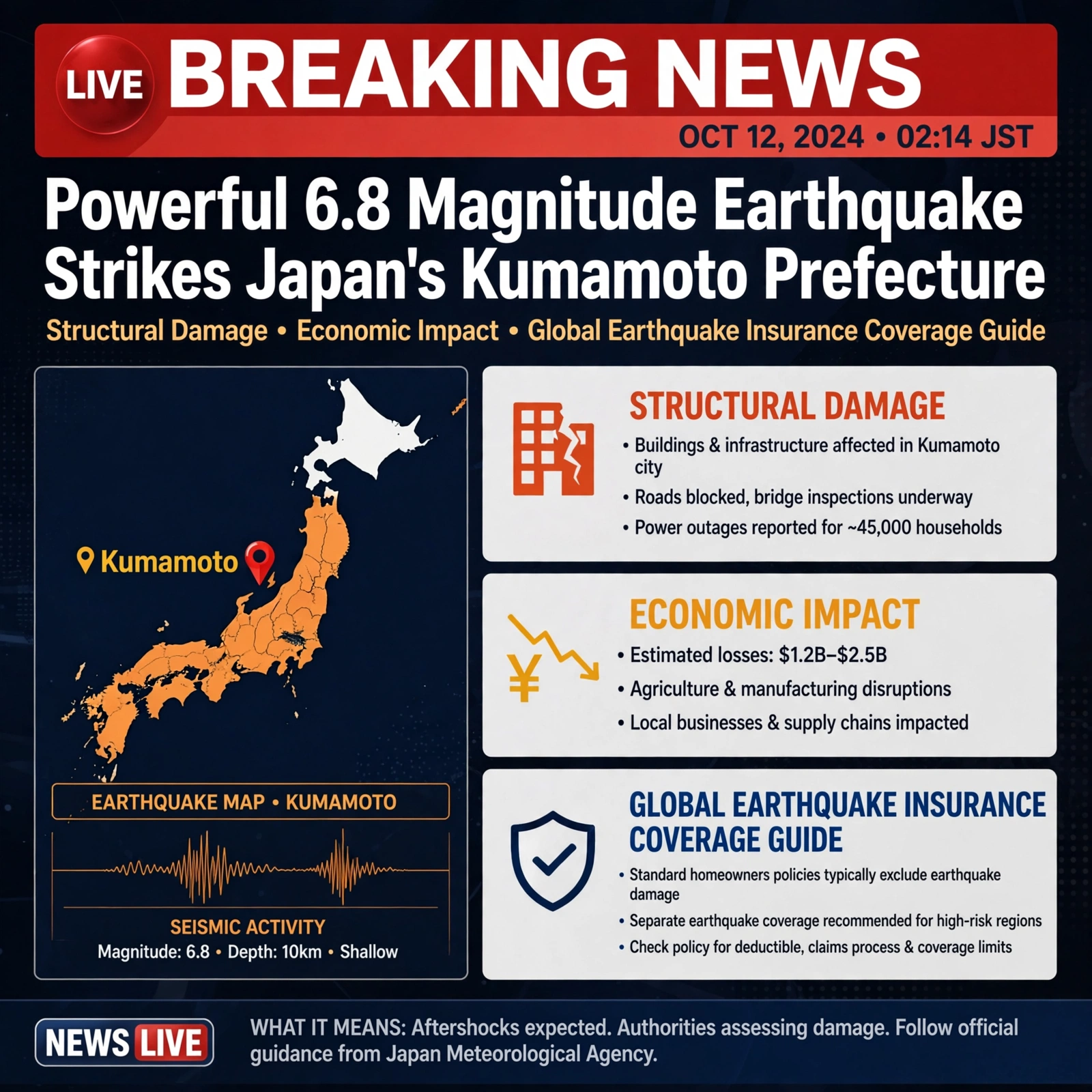 Japan Earthquake Today : Powerful 6.8 Magnitude Earthquake Strikes Japan’s Kumamoto | Know Insurance Coverage Guide