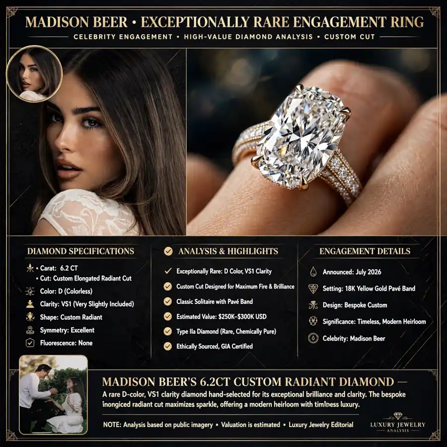 Madison Beer’s “Exceptionally Rare” Engagement Ring: Carats, Custom Cut, and High-Value Diamond Analysis