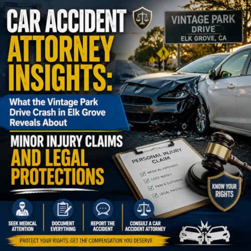 Car accident attorney reviewing a California traffic collision report and injury settlement claim files"
